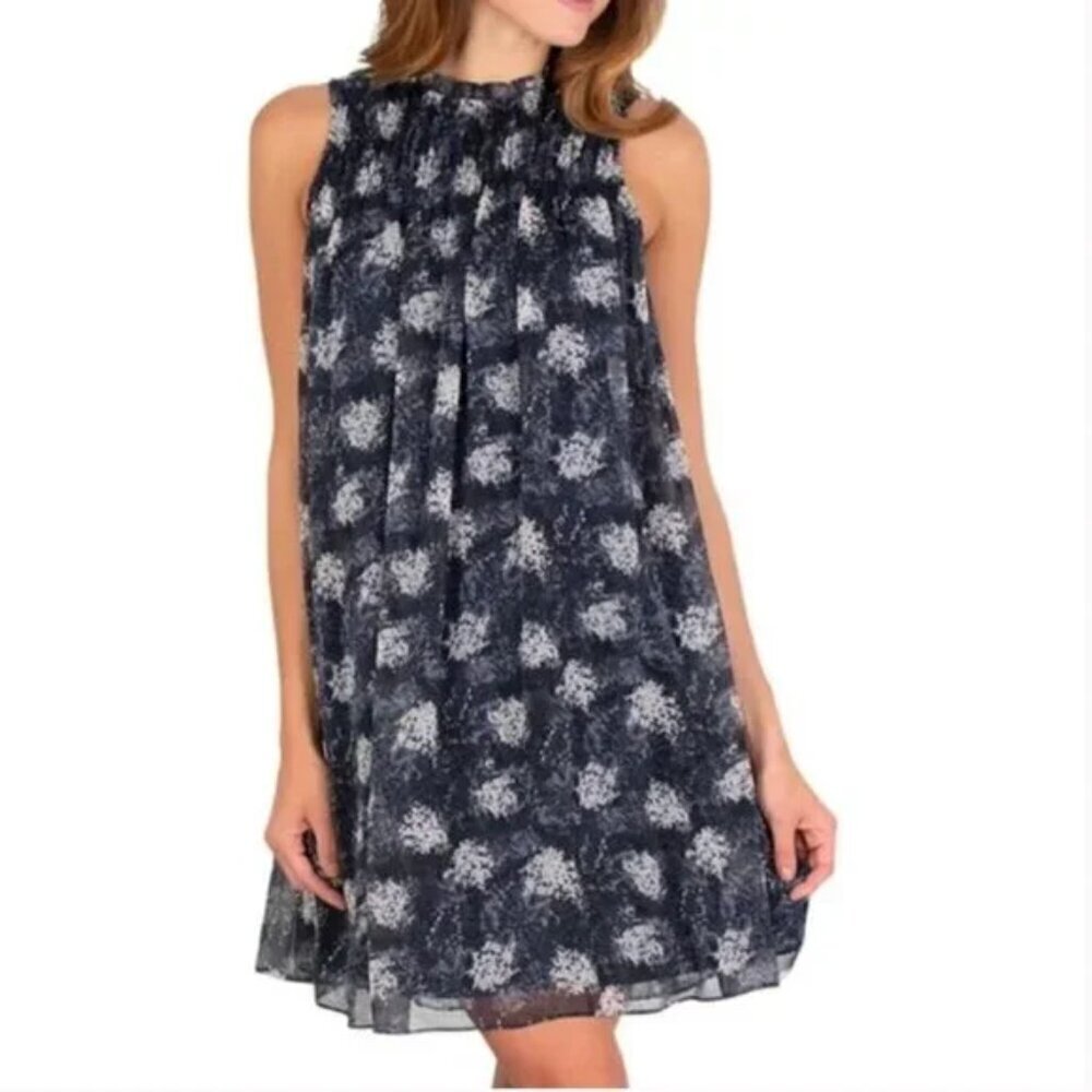 JOIE THELEN CHIFFON SWING SLEEVELESS DRESS IN BALTIC PRINT - Picture 1 of 8